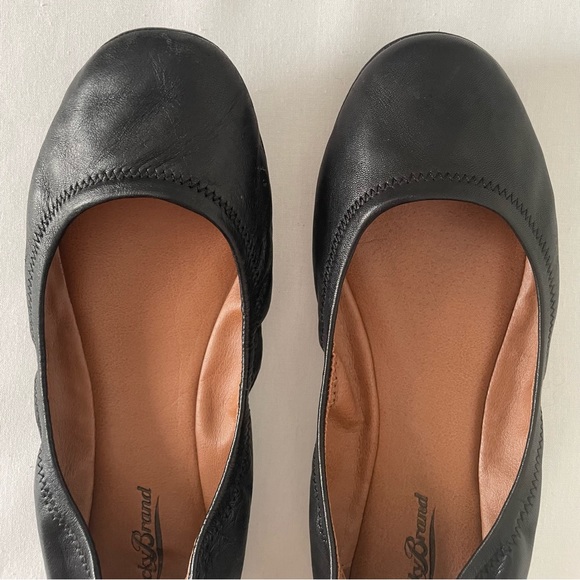 Lucky Brand Black Tan Leather Ballet Flats 8.5 M Emmie - Picture 5 of 13